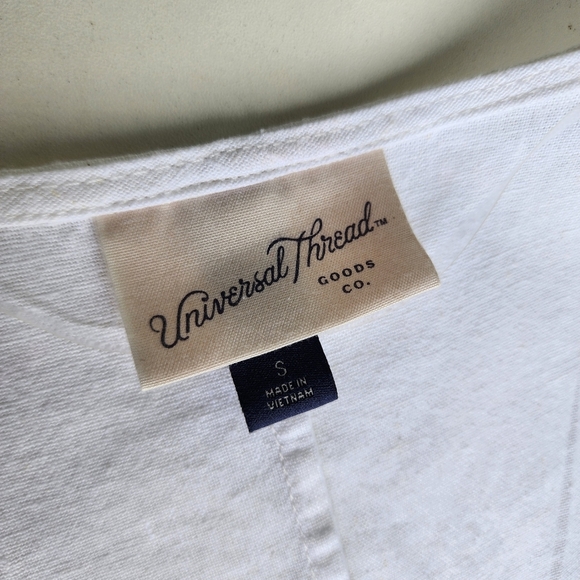 Universal Thread Women's Linen Blend White Summer Dress Button Front Size S - Picture 12 of 15